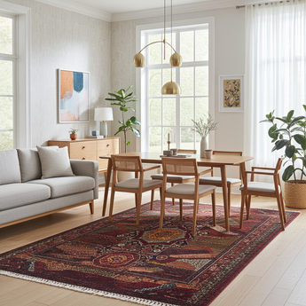 Handknuten contrast oriental rug, Ziegler/Kazak style, 191x127 cm, with intricate patterns in rich colors by Orientmattor.