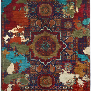 Handwoven Ziegler/Kazak oriental rug by Orientmattor, contrast pattern, 195 x 152 cm, detailed woven design with intricate motifs.
