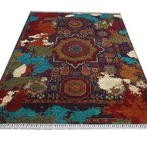 Handwoven Ziegler/Kazak Oriental rug from Orientmattor, 195x152 cm with contrasting patterns and intricate design.