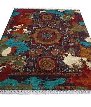 Handwoven Ziegler/Kazak Oriental rug from Orientmattor, 195x152 cm with contrasting patterns and intricate design.