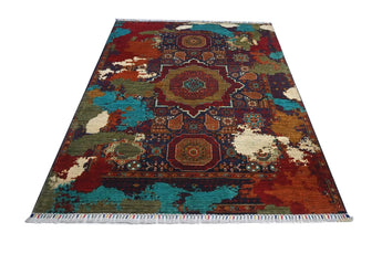 Handwoven Ziegler/Kazak Oriental rug from Orientmattor, 195x152 cm with contrasting patterns and intricate design.