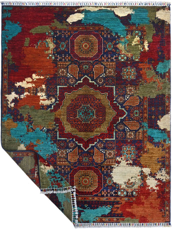 Handknuten Orientmattor contrast Ziegler/Kazak rug, 195x152 cm with intricate traditional patterns and rich colors.