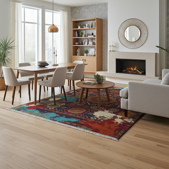 Handknuten Oriental Ziegler/Kazak rug, 195x152 cm, with contrast pattern, by Orientmattor.