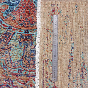 Handwoven Ziegler/Kazak Oriental rug by Orientmattor, 219x174 cm with contrast design, traditional handmade textile.