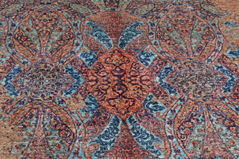 Handknuten Oriental Ziegler/Kazak rug with contrast pattern, 219 x 174 cm, by Orientmattor, detailed woven textile in the image.