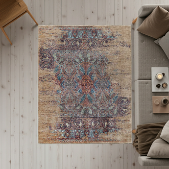 Handwoven contrast Oriental rug, Ziegler/Kazak style, 219x174 cm by Orientmattor featuring intricate traditional patterns.