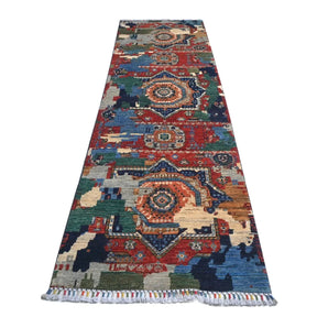 Handwoven Orientmattor Ziegler/Kazak contrast oriental rug, 290x80 cm, featuring intricate patterns and rich colors.