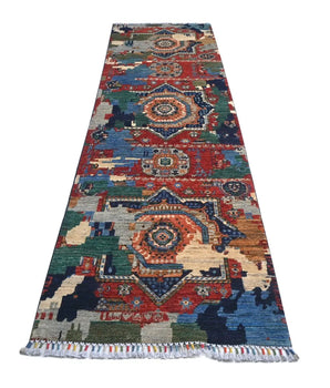 Handwoven Orientmattor Ziegler/Kazak contrast oriental rug, 290x80 cm, featuring intricate patterns and rich colors.