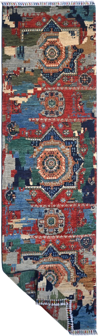 Handwoven Ziegler/Kazak Oriental rug, 290x80 cm, with intricate contrast patterns from Orientmattor, detailed in image 65376-291x80-3.webp.