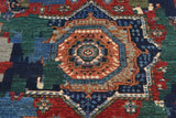 Handwoven Ziegler/Kazak oriental rug in contrast pattern, 290x80 cm, from Orientmattor, with detailed geometric designs.