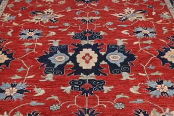 Handknuten oriental rug by Orientmattor, Ziegler/Kazak style in black and beige, 295x249 cm with intricate geometric patterns.