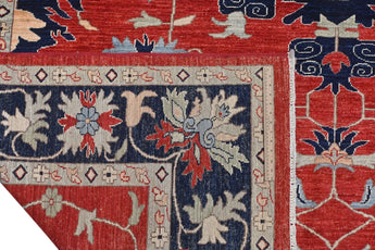 Handwoven contrast Oriental rug by Orientmattor, Ziegler/Kazak style, 295x249 cm with intricate patterns and rich colors.