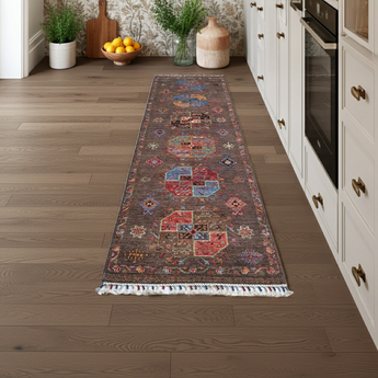 Handwoven Filpa Oriental Ziegler/Kazak rug by Orientmattor, 265 x 85 cm, featuring traditional geometric patterns and rich colors.
