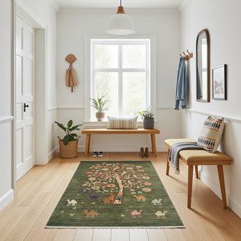 Orientmattor floral oriental handwoven Ziegler/Kazak rug, 148x89 cm with intricate floral patterns.