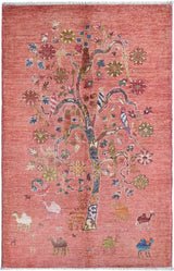 Handwoven floral Oriental rug in Ziegler/Kazak style by Orientmattor, measuring 148x92 cm with intricate patterns.
