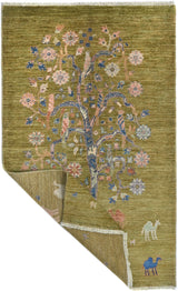 Handknuten floral Oriental rug, Ziegler/Kazak style, 149x90 cm by Orientmattor with intricate floral patterns.