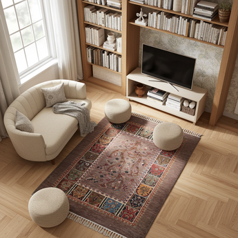 Handwoven floral oriental Ziegler/Kazak rug by Orientmattor, 182 x 125 cm, detailed floral patterns in traditional design.