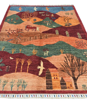 Handknuten oriental garden rug, Ziegler/Kazak style, 205x151 cm, with intricate patterns and rich colors by Orientmattor.