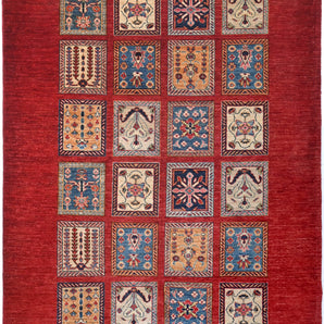 Handwoven Ghazni Oriental rug by Orientmattor, Ziegler/Kazak style, 210x160 cm, detailed pattern and rich colors.