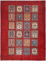 Handwoven Ghazni Oriental rug by Orientmattor, Ziegler/Kazak style, 210x160 cm, detailed pattern and rich colors.