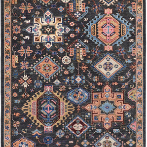 Handwoven Kazak Oriental rug by Orientmattor, Ziegler/Kazak style, 196 x 148 cm, detailed geometric patterns.