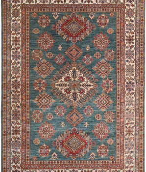 Handwoven Kazak Oriental rug by Orientmattor, Ziegler style, 246 x 179 cm with intricate traditional patterns.