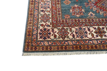 Handwoven Kazak oriental rug by Orientmattor, Ziegler/Kazak style, 246x179 cm, featuring intricate geometric patterns.