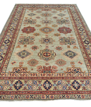 Handknuten oriental Kazak rug by Orientmattor, Ziegler/Kazak style, 266x181 cm, detailed woven pattern in warm tones.