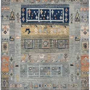 Handwoven Khorjin Oriental rug by Orientmattor, Ziegler/Kazak style, 110x77 cm with intricate traditional patterns.