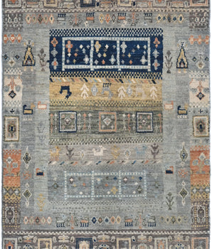Handwoven Khorjin Oriental rug by Orientmattor, Ziegler/Kazak style, 110x77 cm with intricate traditional patterns.