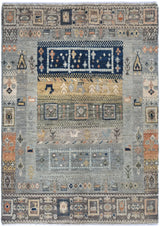 Handwoven Khorjin Oriental rug by Orientmattor, Ziegler/Kazak style, 110x77 cm with intricate traditional patterns.