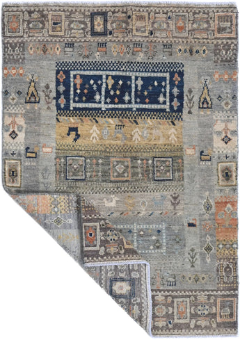Handwoven Khorjin Oriental rug by Orientmattor, Ziegler/Kazak style, 110x77 cm featuring intricate traditional patterns.