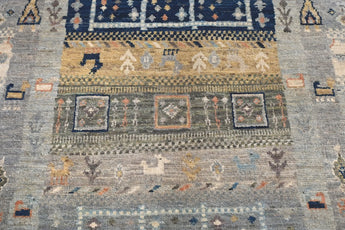 Handknuten Khorjin Oriental rug by Orientmattor, Ziegler/Kazak style, 110x77 cm with intricate traditional patterns.