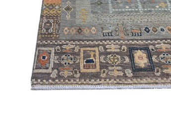 Handwoven Khorjin Oriental rug in Ziegler/Kazak style, 110x77 cm, showcasing intricate patterns and rich colors.