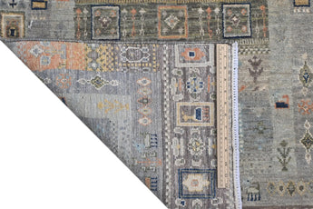 Handwoven Khorjin Oriental rug by Orientmattor, Ziegler/Kazak style, 110 x 77 cm with intricate patterns and rich colors.