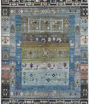 Handwoven Khorjin Oriental rug, Ziegler/Kazak style, 121x82 cm by Orientmattor, featuring intricate traditional patterns and rich colors.