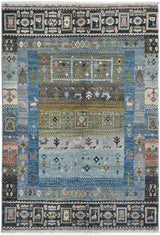Handwoven Khorjin Oriental rug, Ziegler/Kazak style, 121x82 cm by Orientmattor, featuring intricate traditional patterns and rich colors.