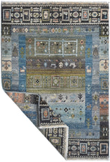 Handwoven Khorjin Oriental rug by Orientmattor, Ziegler/Kazak style, measuring 121x82 cm, with intricate patterns and rich colors.
