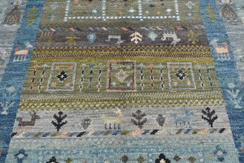Handwoven Khorjin Oriental rug by Orientmattor, Ziegler/Kazak style, 121x82 cm with intricate patterns and rich colors.