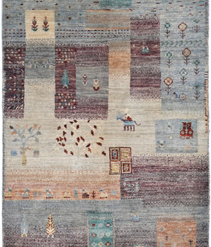 Handknuten Khorjin Oriental rug by Orientmattor, Ziegler/Kazak style, 122x80 cm with intricate patterns and rich colors.