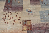 Handwoven Khorjin Oriental rug by Orientmattor, Ziegler/Kazak style, 122x80 cm with intricate patterns and rich colors.