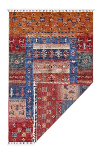 Handwoven Khorjin Oriental rug by Orientmattor, Ziegler/Kazak style, 154x98 cm with intricate geometric patterns.