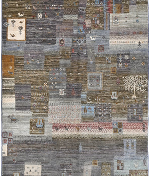 Handwoven Khorjin Oriental rug, Ziegler/Kazak style, 174x119 cm by Orientmattor with intricate geometric patterns.