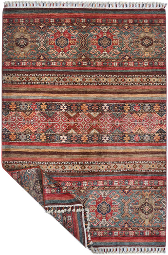 Handwoven Khorjin Oriental rug by Orientmattor, Ziegler/Kazak style, 176 x 124 cm, featuring intricate traditional patterns.