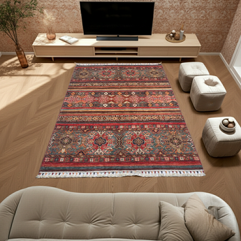 Handwoven Khorjin Oriental rug by Orientmattor, Ziegler/Kazak style, with intricate patterns, measuring 176 x 124 cm.