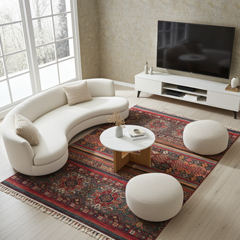Handwoven Khorjin Oriental rug by Orientmattor, Ziegler/Kazak style, 176x124 cm with intricate geometric patterns.