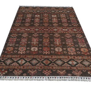 Handwoven Khorjin Oriental rug by Orientmattor, Ziegler/Kazak style, 182x128 cm with intricate geometric patterns.
