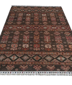 Handwoven Khorjin Oriental rug by Orientmattor, Ziegler/Kazak style, 182x128 cm with intricate geometric patterns.