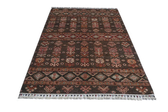 Handwoven Khorjin Oriental rug by Orientmattor, Ziegler/Kazak style, 182x128 cm with intricate geometric patterns.