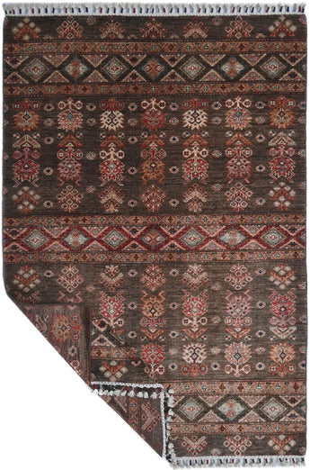 Handwoven Khorjin Oriental rug by Orientmattor, Ziegler/Kazak style, 182 x 128 cm with intricate patterns.
